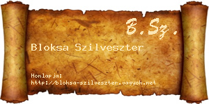 Bloksa Szilveszter névjegykártya